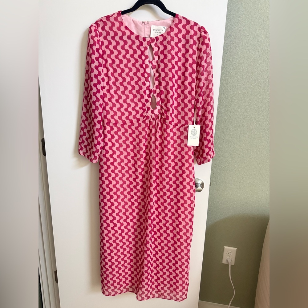 HYACINTH HOUSE Tuckernuck Geo Stripe MCM Pink Maxi Dress Large - Picture 3 of 9
